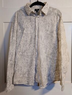 Express Men's Button Up Dress Shirt - Tropical Print